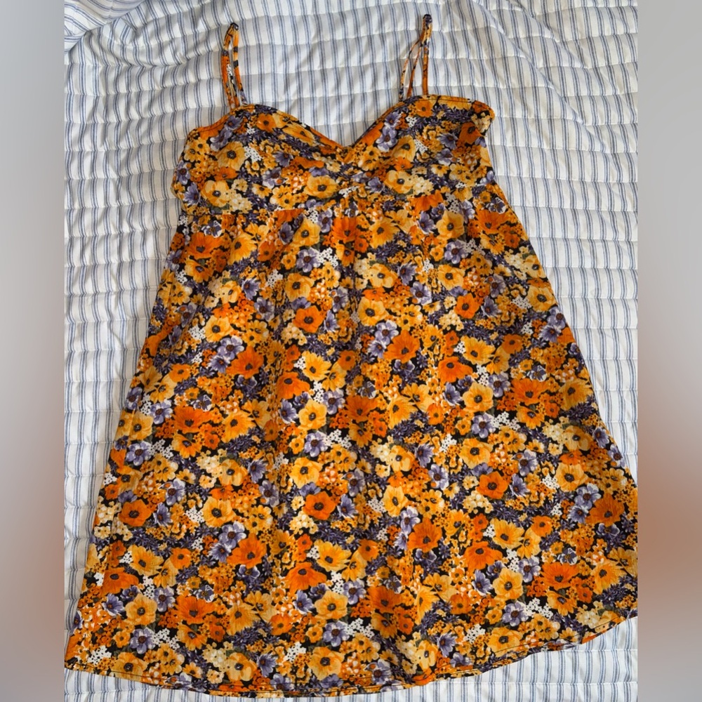 Floral Sundress with Orange and Purple Flowers